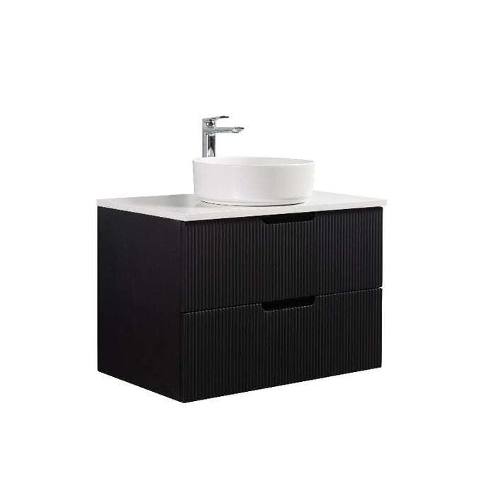 Indulge | Kelsa 750 Fluted Matte Black Wall Hung Vanity