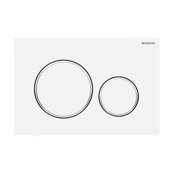 Geberit Sigma 20 Button - Round Matte White with Gloss White Trim