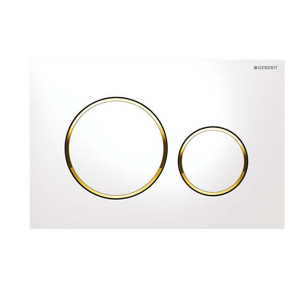 Geberit Sigma 20 Button - Gloss White Round With Gold Trim