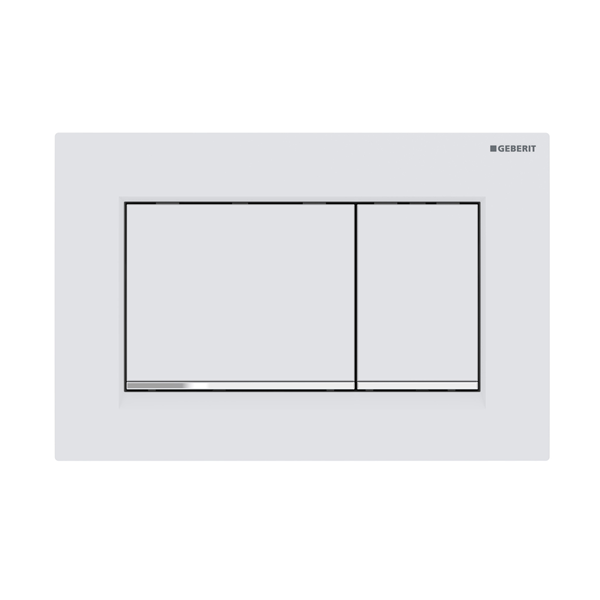 Geberit Sigma 30 Button - Square Matte White with Chrome Trim
