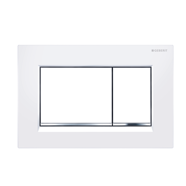 Geberit Sigma 30 Button - Square Gloss White with Chrome Trim