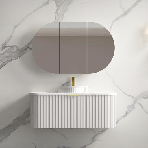 Infinity | Rio 1200 Curved Fluted Matte White Wall Hung Vanity - Acqua Bathrooms