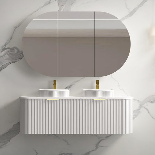 Infinity | Rio 1500 Curved Fluted Matte White Wall Hung Vanity - Acqua Bathrooms