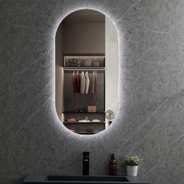 Oval 450 x 900mm Frameless LED Mirror - Three Light Temperatures