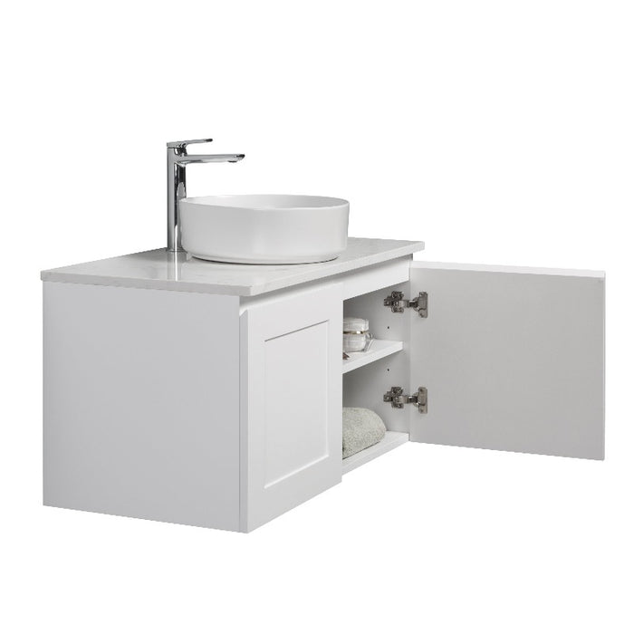 Indulge | Hampton 900 Provincial Matte White Shaker Wall Hung Vanity - Acqua Bathrooms