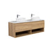 Nesta 1500 Natural Oak Double Wall Hung Vanity With Shelf - Acqua Bathrooms