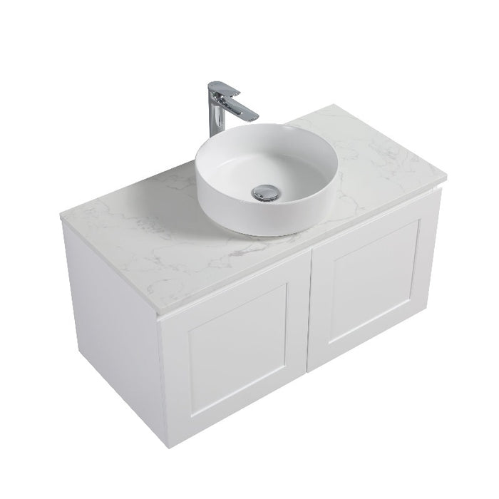 Indulge | Hampton 900 Provincial Matte White Shaker Wall Hung Vanity - Acqua Bathrooms