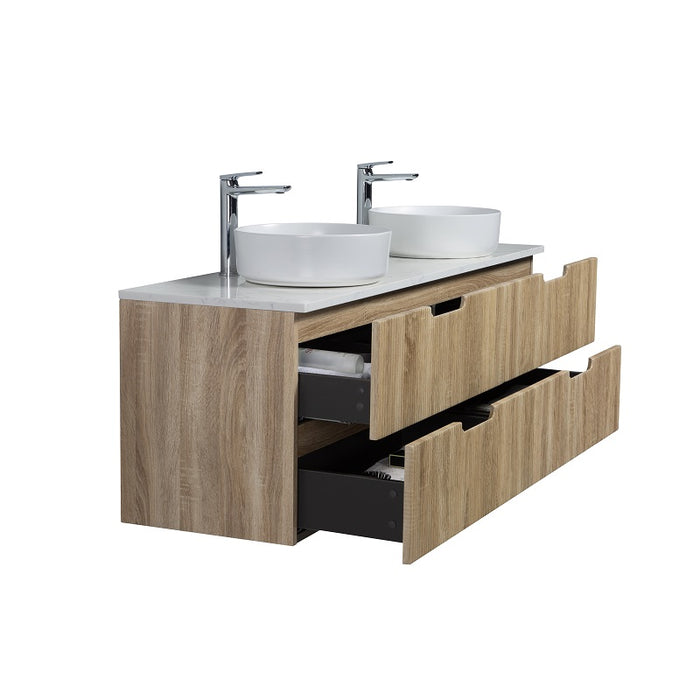 Indulge | Kelsa 1500 Double Fluted White Oak Wall Hung Vanity