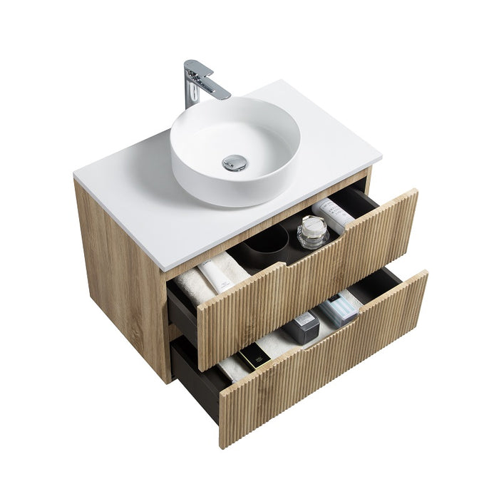 Indulge | Kelsa 750 Fluted White Oak Wall Hung Vanity