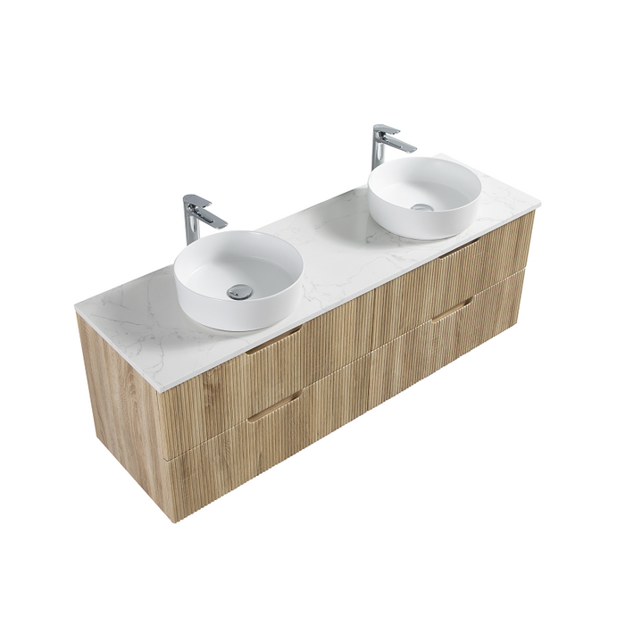 Indulge | Kelsa 1500 Double Fluted White Oak Wall Hung Vanity