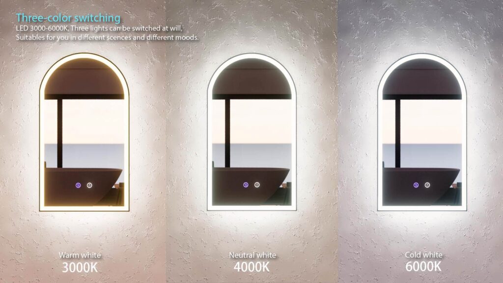 Arched Frameless 600 x 900mm Back Lit LED Mirror - Three Light Temperatures - Acqua Bathrooms