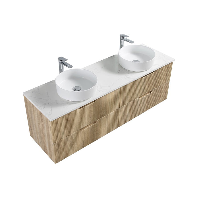 Indulge | Kelsa 1500 Double Fluted White Oak Wall Hung Vanity