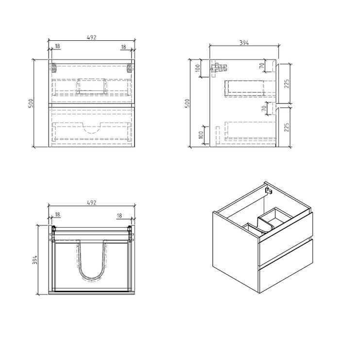 Sella 500mm Ensuite Fine Oak Wall Hung Vanity by Indulge® - Acqua Bathrooms