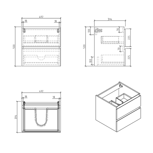 Sella 500mm White Oak Wall Hung Vanity By Indulge® - Acqua Bathrooms