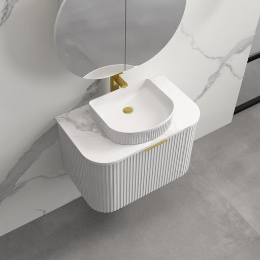 Infinity | Rio 750 Curved Fluted Matte White Wall Hung Vanity - Acqua Bathrooms