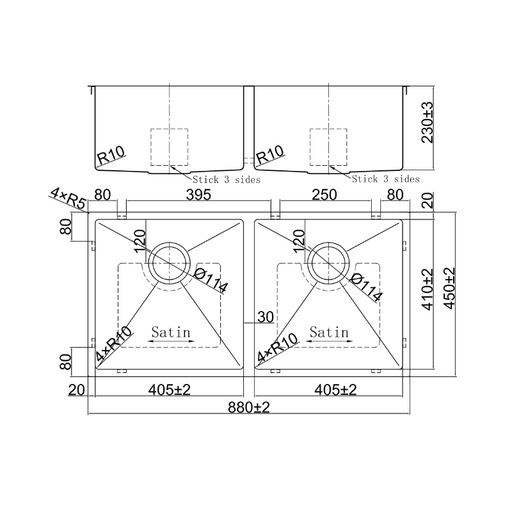 880 x 450 x 230mm Kitchen Sink - Acqua Bathrooms