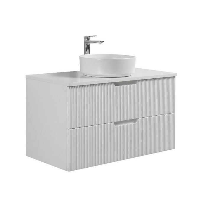 Indulge | Kelsa 900 Fluted Matte White Wall Hung Vanity