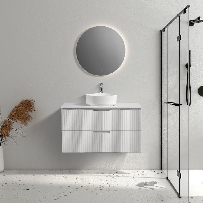 Indulge | Kelsa 900 Fluted Matte White Wall Hung Vanity