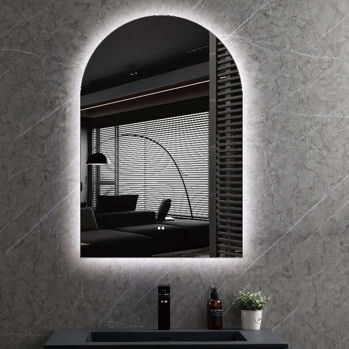 Arched 600 x 900mm Frameless LED Mirror - Touchless Motion Sensor