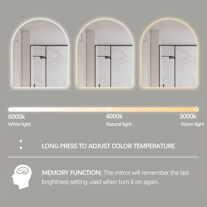 Indulge | Arched Touchless 900 x 1100 LED Mirror - Three Light ...