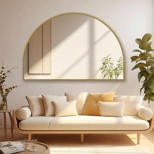 Indulge | Arched Brushed Gold 1500 x 1000 Framed Mirror - Acqua Bathrooms