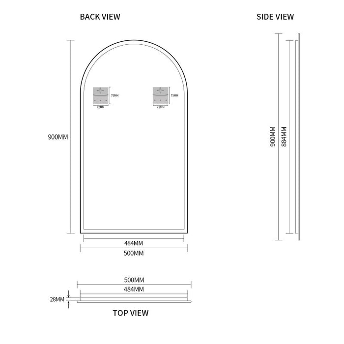 Indulge | Arched Brushed Gold 500 x 900 Framed Mirror - Acqua Bathrooms