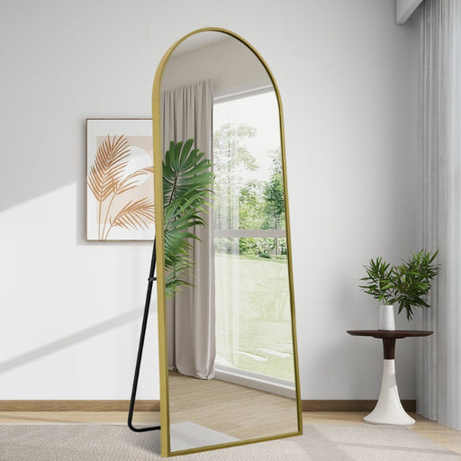 Indulge | Arched 800 x 1800mm Freestanding Brushed Gold Framed Mirror - Acqua Bathrooms