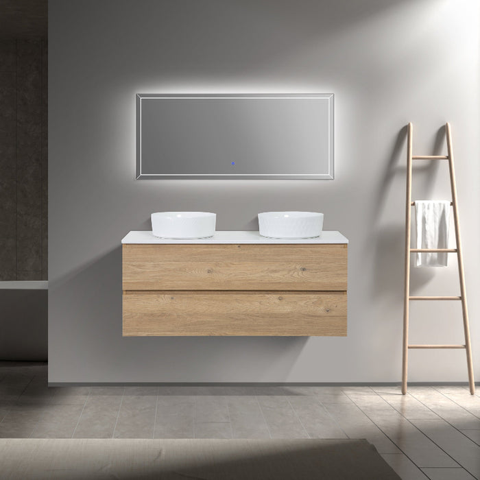 Avia 1200mm Double Bowl Natural Oak Wall Hung Vanity