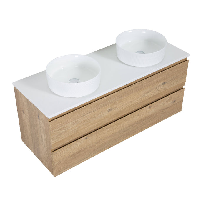 Avia 1200mm Double Bowl Natural Oak Wall Hung Vanity