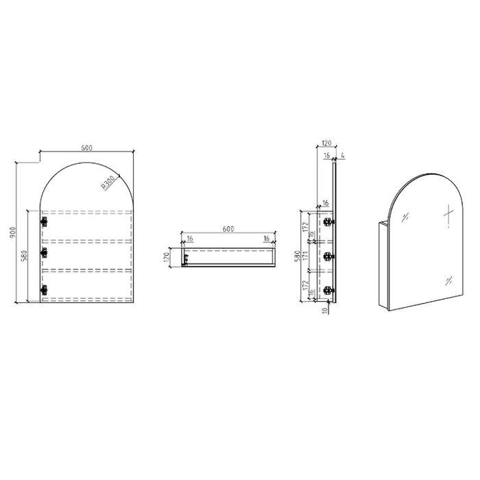 Arched Matte White Square Shaving Cabinet By Indulge® - Acqua Bathrooms