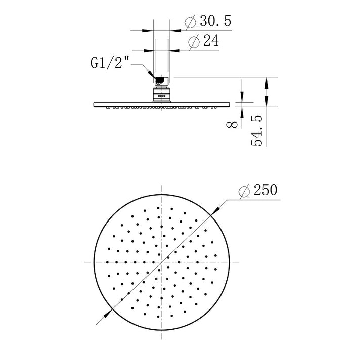 Star Mini 250mm Shower Head