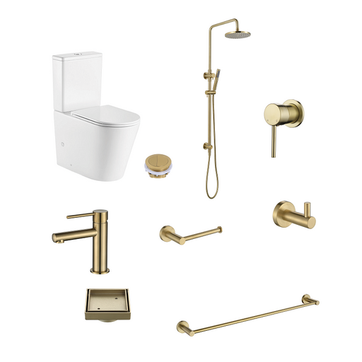 Star Mini Round Brushed Brass / Bronze Bathroom Package - Acqua Bathrooms