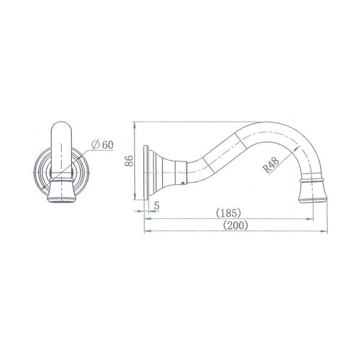 Bordeaux / Montpellier Brushed Nickel Traditional Bath / Basin Spout - Acqua Bathrooms