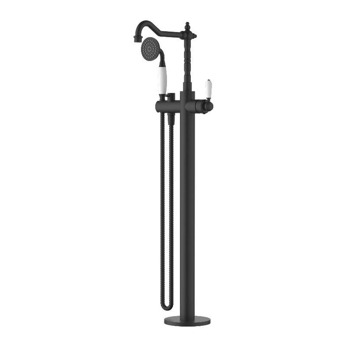 Bordeaux Matte Black Traditional Freestanding Multifunction Bath Spout