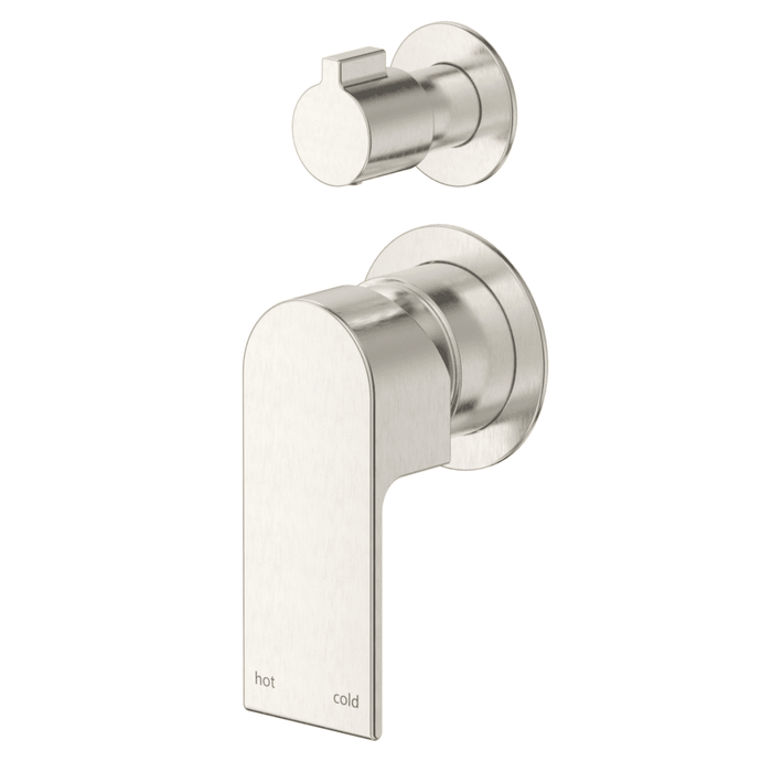 Beki Brushed Nickel Shower Mixer Diverter - 2P - Trim Kit Only