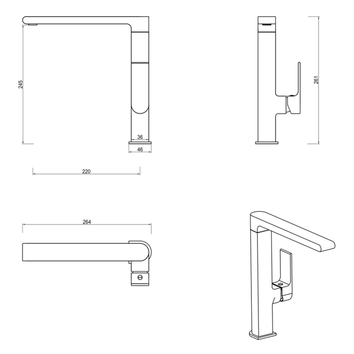 Beki Brushed Nickel Sink Mixer