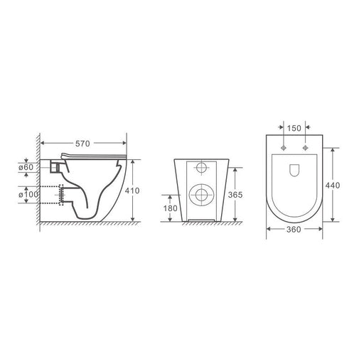 Cremona Vortex Matte Black Tornado Rimless In Wall Toilet Suite Pan - Acqua Bathrooms