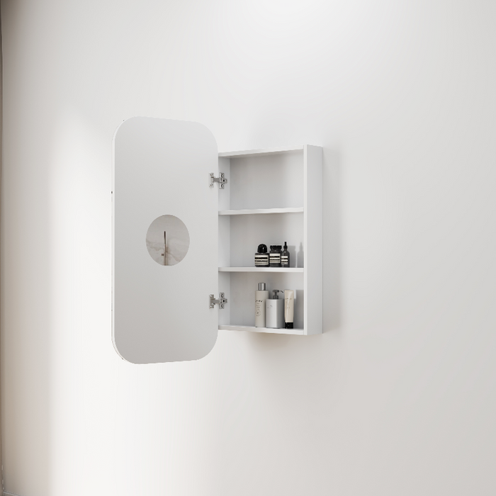 Curva Soft Square Matte White Shaving Cabinet - Acqua Bathrooms