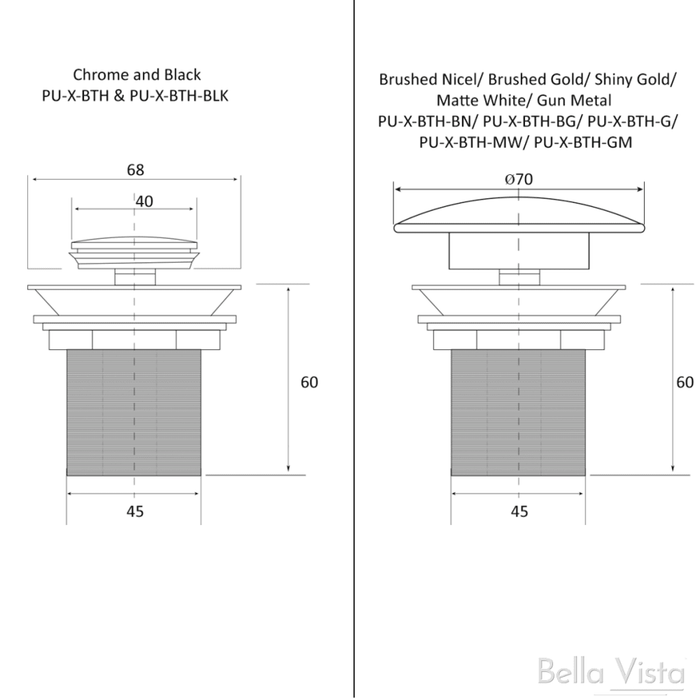 Corby Matte Black Bath Pop-Up Waste