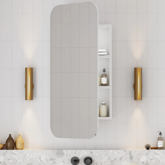 Curva Matte White Square Shaving Cabinet By Indulge® - Acqua Bathrooms