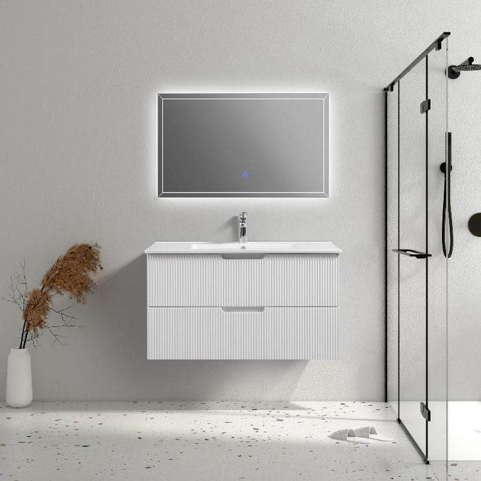 Indulge | Kelsa 900 Fluted Matte White Wall Hung Vanity