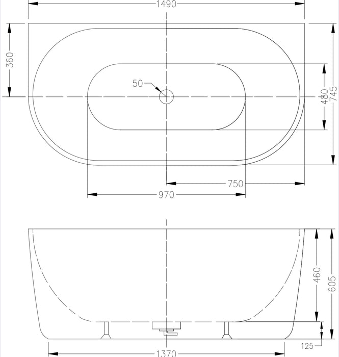 Venus Matte White Back to Wall Freestanding Bathtub