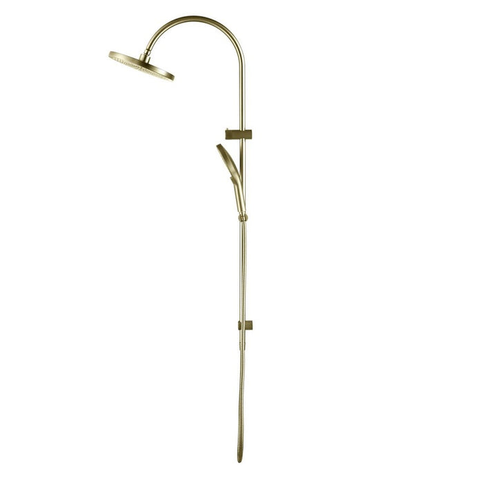 Mica Fluted French Gold Gooseneck Dual Shower Rail