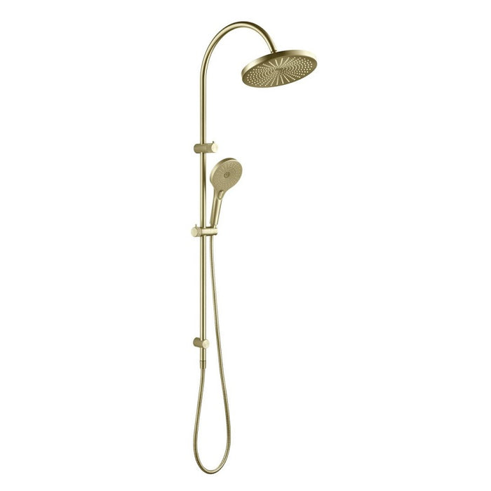 Mica Fluted French Gold Gooseneck Dual Shower Rail