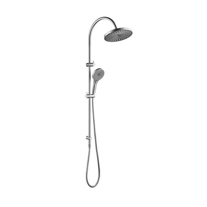 Mica Brushed Nickel Gooseneck Dual Shower Rail