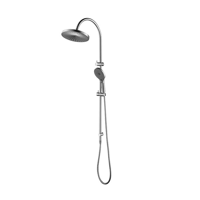 Mica Brushed Nickel Gooseneck Dual Shower Rail