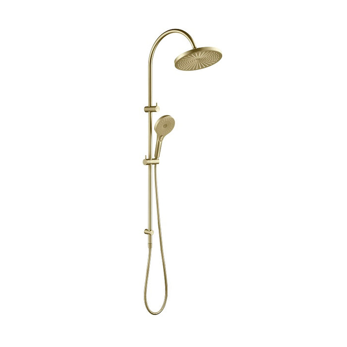 Mica French Gold Gooseneck Dual Shower Rail