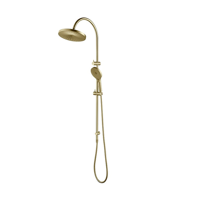 Mica French Gold Gooseneck Dual Shower Rail