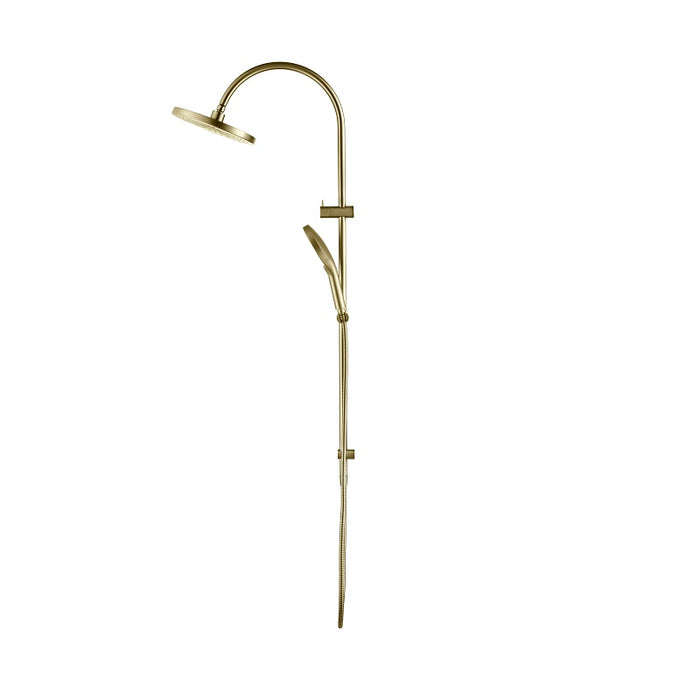 Mica French Gold Gooseneck Dual Shower Rail