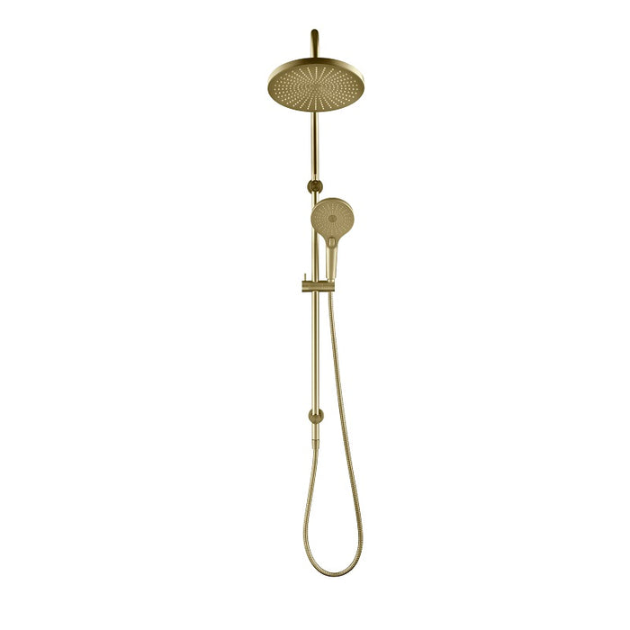 Mica French Gold Gooseneck Dual Shower Rail